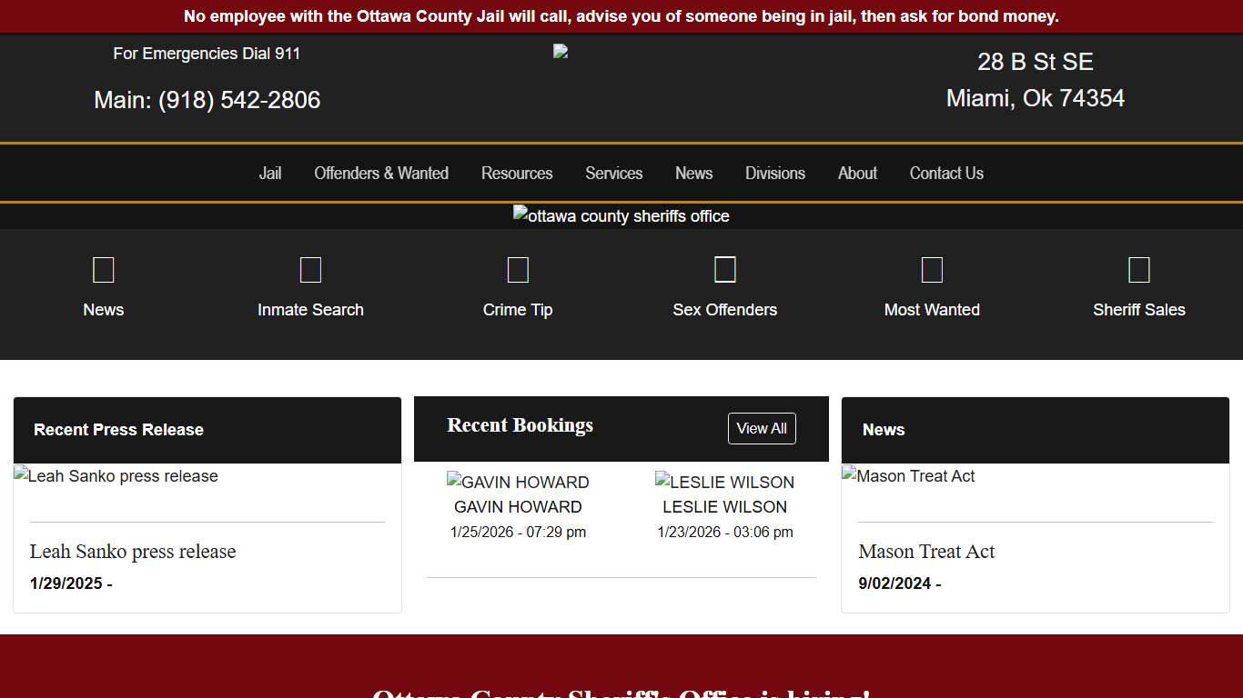 Ottawa County Sheriff's Office Ottawa OK